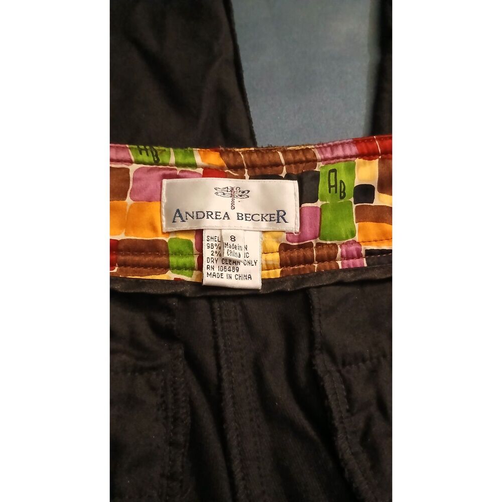 Vintage 'Andrea Becker' Black Velvet Bell Bottom Stretch Trousers - Picture 5 of 7